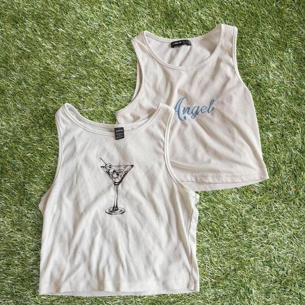 Shein Women's White and Cream Vest